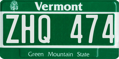 VT license plate ZHQ474