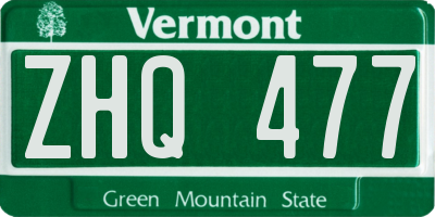 VT license plate ZHQ477