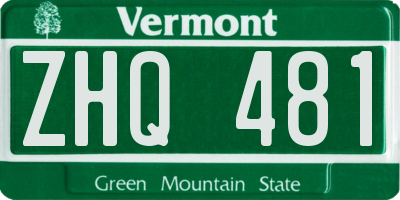 VT license plate ZHQ481