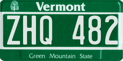 VT license plate ZHQ482