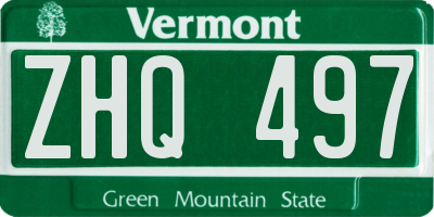 VT license plate ZHQ497