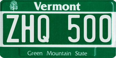 VT license plate ZHQ500