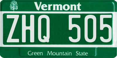 VT license plate ZHQ505