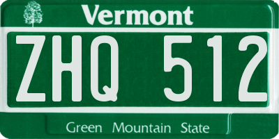 VT license plate ZHQ512