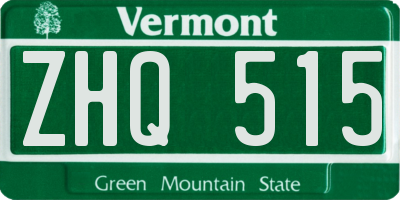 VT license plate ZHQ515