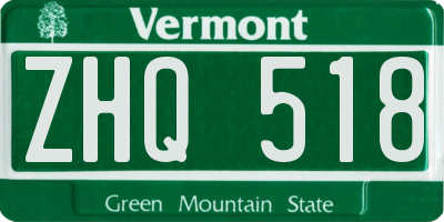 VT license plate ZHQ518
