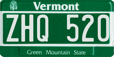VT license plate ZHQ520