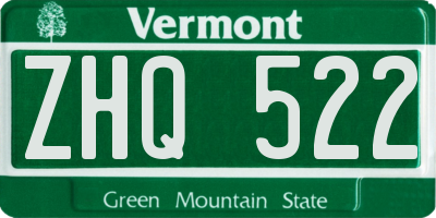 VT license plate ZHQ522