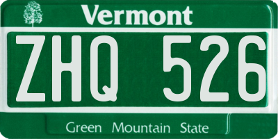VT license plate ZHQ526