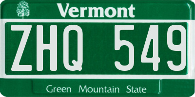 VT license plate ZHQ549