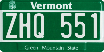 VT license plate ZHQ551