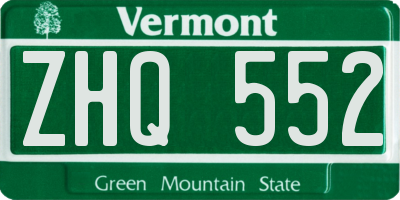 VT license plate ZHQ552