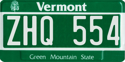 VT license plate ZHQ554