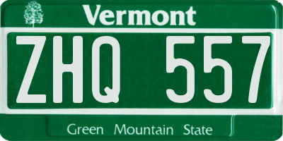 VT license plate ZHQ557