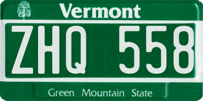 VT license plate ZHQ558