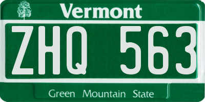 VT license plate ZHQ563