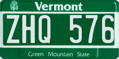 VT license plate ZHQ576