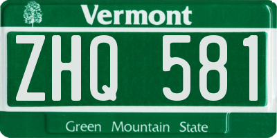 VT license plate ZHQ581
