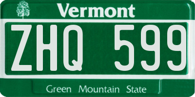 VT license plate ZHQ599