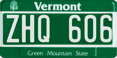 VT license plate ZHQ606