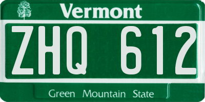 VT license plate ZHQ612