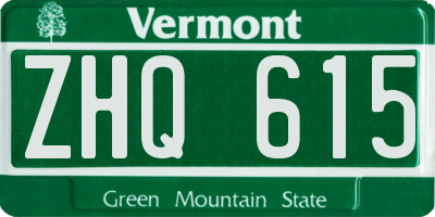 VT license plate ZHQ615
