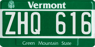 VT license plate ZHQ616