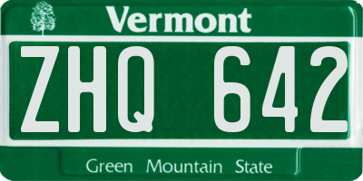 VT license plate ZHQ642
