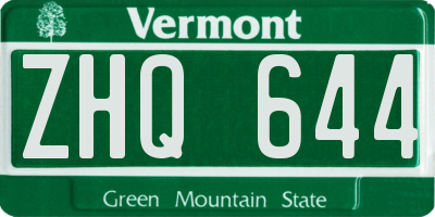 VT license plate ZHQ644