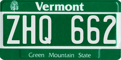 VT license plate ZHQ662