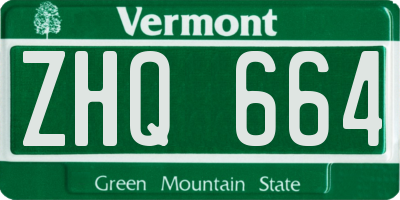 VT license plate ZHQ664
