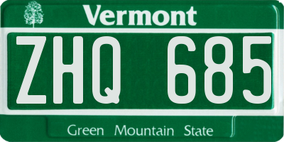 VT license plate ZHQ685