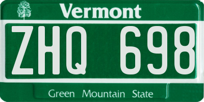 VT license plate ZHQ698