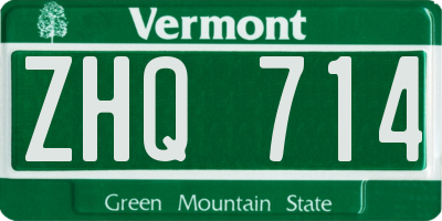 VT license plate ZHQ714