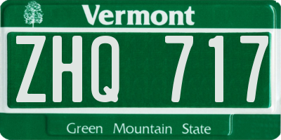 VT license plate ZHQ717