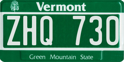 VT license plate ZHQ730