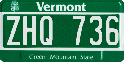 VT license plate ZHQ736