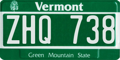 VT license plate ZHQ738