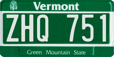 VT license plate ZHQ751