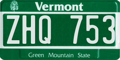 VT license plate ZHQ753