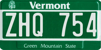 VT license plate ZHQ754