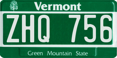 VT license plate ZHQ756