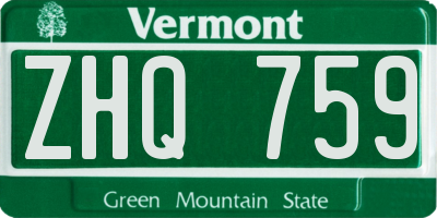 VT license plate ZHQ759