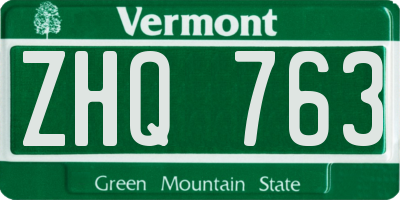 VT license plate ZHQ763