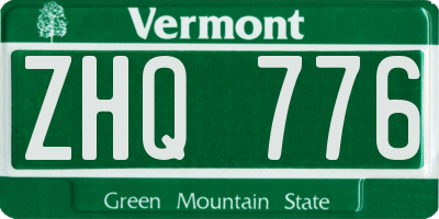 VT license plate ZHQ776