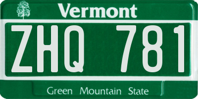 VT license plate ZHQ781