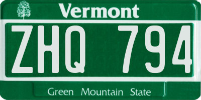 VT license plate ZHQ794
