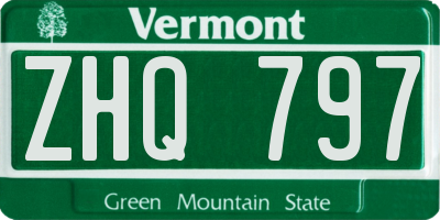 VT license plate ZHQ797