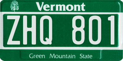 VT license plate ZHQ801