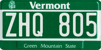 VT license plate ZHQ805